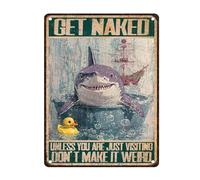 Plaques D'Art Attention Aux Requins ! À Moins D'Être Juste De Passage, Ne Rendez Pas Ça Bizarre. Étanche Panneau Décoratif Métallique Fantaisiste Étain Signe Pour Restaurant Clôture Bar 30X20Cm