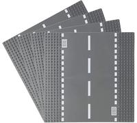 Plaques De Base Quatre Route Droite - Pour Jeux De Construction Urbaine - Compatible Avec Toutes Les Grandes Marques(4 Pièces)