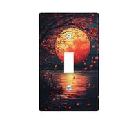 Plaques de couverture d'interrupteur au clair de lune automnal - Rouge d'Halloween lumineux pour accents muraux - Plaques murales d'art moderne - Taille standard à bascule simple