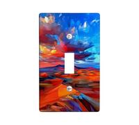 Plaques de couverture d'interrupteur au coucher du soleil du désert, rouge vif et bleu, art scénique pour décoration d'intérieur, thermoplastique taille standard, idéal pour le salon à bascule simple