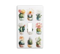 Plaques de couverture d'interrupteur en forme de cactus - Plantes succulentes colorées pour décoration d'intérieur, plaques murales thermoplastiques - Taille standard