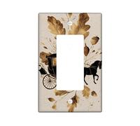 Plaques de couverture d'interrupteur en forme de calèche d'automne, feuilles dorées et calèche tirée par un cheval pour décoration murale, plaques murales thermoplastiques, taille standard à bascule