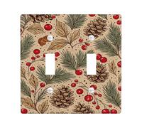 Plaques de couverture d'interrupteur en forme de pommes de pin d'hiver, pommes de pin marron rustiques pour décoration de vacances, plaques murales en thermoplastique, double bascule de taille