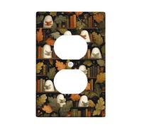 Plaques de couverture d'interrupteur fantôme automnal/couvercles de sortie, fantômes de lecture confortables avec livres, plaques murales thermoplastiques, prise duplex simple de taille standard
