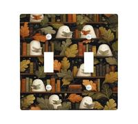 Plaques de couverture d'interrupteur fantôme d'automne - Couvercles de sortie, fantômes de lecture confortables avec livres, plaques murales en thermoplastique - Double bascule de taille standard