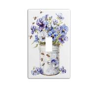 Plaques de couverture d'interrupteur floral printanier, pensées bleues et violettes pour décoration d'intérieur, plaques murales thermoplastiques, taille standard à bascule simple