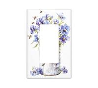 Plaques de couverture d'interrupteur floral printanier, pensées bleues et violettes pour décoration d'intérieur, plaques murales thermoplastiques, taille standard simple à bascule