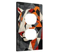 Plaques de couverture d'interrupteur géométrique tigre - Accents muraux orange d'automne pour décoration moderne, plaques murales en thermoplastique, prise duplex simple de taille standard