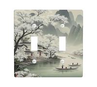 Plaques de couverture d'interrupteur paysage d'hiver, scène de montagne tranquille pour la décoration de la maison, plaques murales thermoplastiques, taille standard à double bascule
