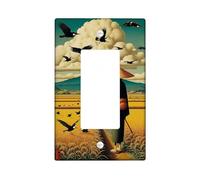 Plaques de couverture d'interrupteur paysage naturel/couvercles de sortie, motif champs de riz doré chaud pour décoration d'intérieur, plaques murales en thermoplastique respectueux de l'environnement