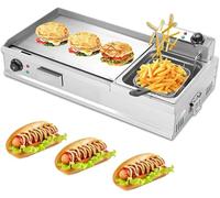 Plaques De Cuisson Électriques For La Cuisine Intérieure Avec Friteuse Plaque De Cuisson Électrique Commerciale Gril À Dessus Plat Avec Grille D'assaisonnement(Large)