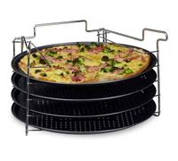 Plaques de cuisson pour pizza - Lot de 4 plaques - Dimensions 32x32 cm - Revêtement antiadhésif