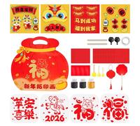 Plaques de frottement pour l'art des caractères chinois | Kit de peinture du Nouvel An pour filles, école, maternelle, maison
