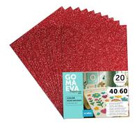 Plaques de Mousse EVA Colorées pailletée 40x60cm, Feuilles de Mousse à Découper, Mousse Pailleté, Idéal pour Loisirs Créatifs, Scrapbooking, École ou Activités Manuelles m-office (Rouge Noël, 20uds)