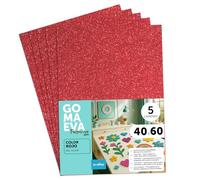 Plaques de Mousse EVA Colorées pailletée 40x60cm, Feuilles de Mousse à Découper, Mousse Pailleté, Idéal pour Loisirs Créatifs, Scrapbooking, École ou Activités Manuelles m-office (Rouge, 5 uds)