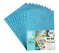 Plaques de Mousse EVA Colorées pailletée 40x60cm, Feuilles de Mousse à Découper, Mousse Pailleté, Idéal pour Loisirs Créatifs, Scrapbooking, École ou Activités Manuelles m-office (Bleu clair, 20 uds)