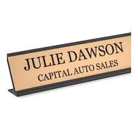 Plaques de nom de bureau personnalisées - Personnaliser les plaques de nom de bureau ou de mur de bureau avec un support en aluminium avec deux lignes de texte gravé au laser, 5 cm x 20 cm noir,argent
