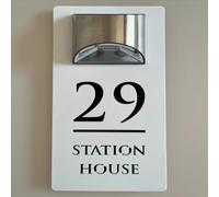 Plaques de numéros de maison personnalisées avec lumières solaires, numéro de maison solaire à LED, plaques modernes de numéros de porte 3D découpées au laser, plaque de maison contemporaine (blanc