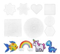 Plaques de Perles à Repasser,Modèles de Perles à Repasser en Plastique,Plaque à Perles Petite Transparente,Panneau de perles en plastique pour Decorations DIY et Loisirs Créaifs (8 pièces)
