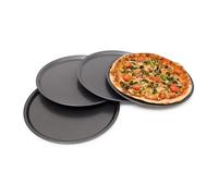 relaxdays Plaque à pizza ronde, set de 4 pièces