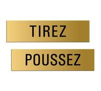 Plaques de Porte - Tirez Poussez | 160x40 mm Set de 2 Aluminium anodisé Aspect Or No.28016-M