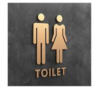 Plaques de portes Plaque de signalisation toilette en forme flèche 3D, autocollant élégant for porte salle bain, panneau, décoration for la maison(11,25x16cm)
