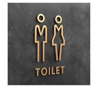 Plaques de portes Plaque de signalisation toilette en forme flèche 3D, autocollant élégant for porte salle bain, panneau, décoration for la maison(22,18x11cm)