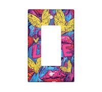 Plaques de protection colorées pour interrupteur psychédélique - Amour et ailes pour accents muraux - Plaques murales thermoplastiques - Taille standard - Bascule simple