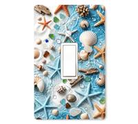 Plaques de protection pour interrupteur à bascule, étoile de mer côtière, 12,4 x 8,1 cm, incassable, décoration électrique, plaque murale, coquillages côtiers, océan, cadeaux pour homme et femme