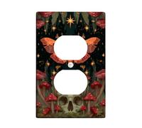 Plaques de protection pour interrupteur à mites d'automne, papillon orange et champignons rouges pour décoration murale, plaques murales thermoplastiques, prise duplex simple de taille standard