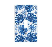 Plaques de protection pour interrupteur à motif de feuille bleue tropicale, design élégant de fougère pour décoration d'intérieur, plaques murales thermoplastiques, taille standard à bascule simple