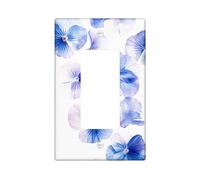 Plaques de protection pour interrupteur à motif floral bleu printanier, pensées bleues élégantes pour décoration murale, plaques murales en thermoplastique, taille standard à bascule simple