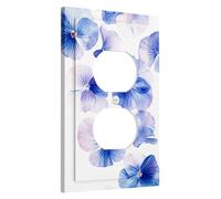 Plaques de protection pour interrupteur à motif floral bleu printemps, pensées bleues élégantes pour décoration murale, plaques murales thermoplastiques, prise duplex simple de taille standard