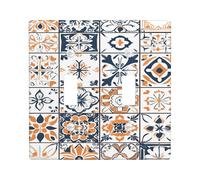 Plaques de protection pour interrupteur à motif géométrique, bleu marine et orange pour décoration d'intérieur, plaques murales en thermoplastique, taille standard à double bascule