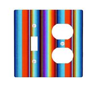 Plaques de protection pour interrupteur à rayures colorées, lignes multicolores vives pour décoration de la maison, plaques murales thermoplastiques, taille standard à bascule duplex