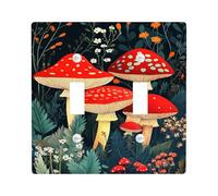 Plaques de protection pour interrupteur champignon d'automne, champignons rouges et verts pour décoration d'intérieur, plaques murales thermoplastiques, taille standard double à bascule