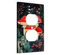 Plaques de protection pour interrupteur champignon d'automne - Champignons rouges et verts pour décoration d'intérieur, plaques murales thermoplastiques - Prise duplex simple de taille standard