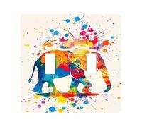 Plaques de protection pour interrupteur coloré éléphant - Multicolore - Pour décoration murale - Plaques murales thermoplastiques - Taille standard - Double bascule