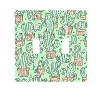 Plaques de protection pour interrupteur de cactus, plantes succulentes du désert vert menthe pour accents muraux, plaques murales de style bohème, thermoplastique, taille standard, double levier
