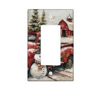 Plaques de protection pour interrupteur de camion rouge d'hiver, motif bonhomme de neige et grange pour décoration de vacances, plaques murales en thermoplastique, taille standard à bascule simple