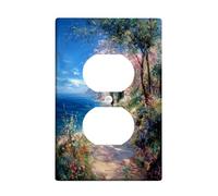 Plaques de protection pour interrupteur de chemin côtier, paysage de bord de mer bleu océan pour décoration d'intérieur, plaques murales en thermoplastique, prise duplex simple de taille standard