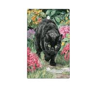 Plaques de protection pour interrupteur de jardin, motif félin noir parmi des fleurs colorées pour accents muraux, plaques murales thermoplastiques, plaque de couverture vierge de taille standard