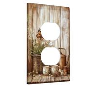 Plaques de protection pour interrupteur de jardin rustique, décoration florale beige pour accents de maison de printemps, plaques murales en plastique, prise duplex simple de taille standard
