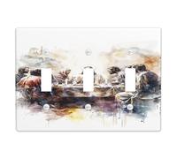 Plaques de protection pour interrupteur de la Cène aquarelle, couleur neutre, œuvre religieuse pour accents muraux, plaques murales thermoplastiques, taille standard triple bascule
