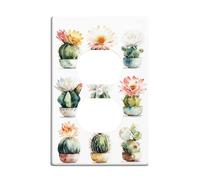 Plaques de protection pour interrupteur de lumière cactus - Plantes succulentes colorées pour décoration d'intérieur, plaques murales thermoplastiques - Prise duplex simple de taille standard