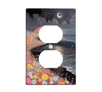 Plaques de protection pour interrupteur de lumière côtière, motif arc-en-ciel et fleur pour décoration de plage, plaques murales thermoplastiques, prise duplex simple de taille standard
