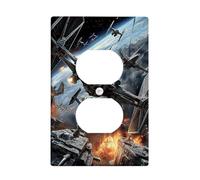 Plaques de protection pour interrupteur de lumière de bataille galactique, design aventure spatiale pour décoration d'intérieur, plaques murales thermoplastiques, prise duplex simple de taille
