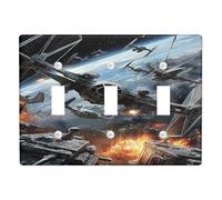 Plaques de protection pour interrupteur de lumière de bataille galactique, design aventure spatiale pour décoration d'intérieur, plaques murales thermoplastiques, taille standard triple bascule