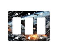 Plaques de protection pour interrupteur de lumière de bataille galactique, design aventure spatiale pour décoration d'intérieur, plaques murales thermoplastiques, plaque murale 3 bandes de taille