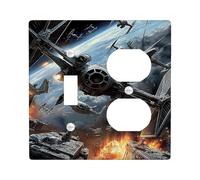 Plaques de protection pour interrupteur de lumière de bataille galactique, motif aventure spatiale pour décoration d'intérieur, plaques murales thermoplastiques, taille standard à bascule duplex